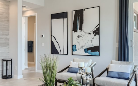 A living room with a fireplace.