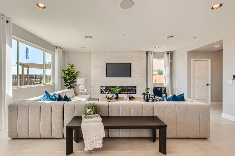 A living room with a large couch.
