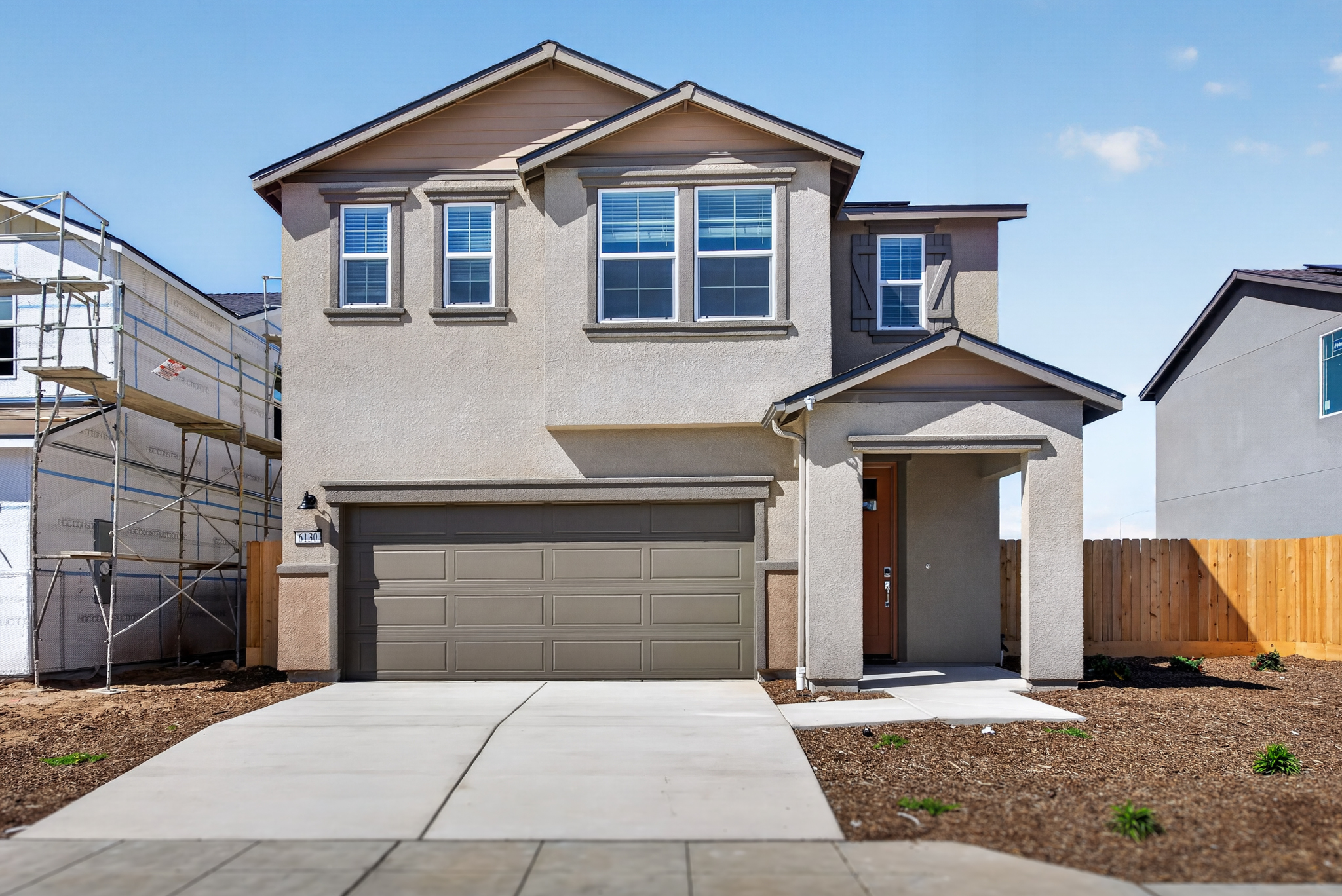 A house with a garage.