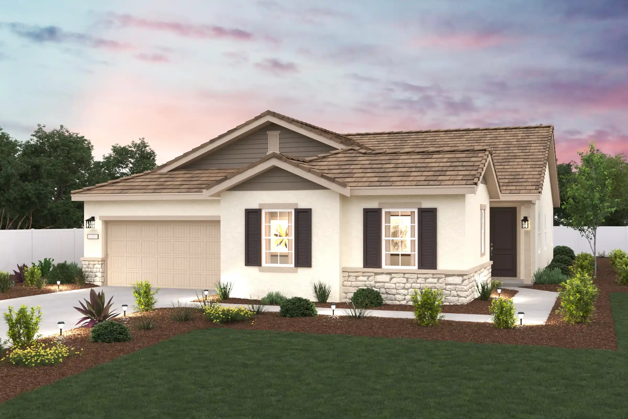 A house with a large front yard.