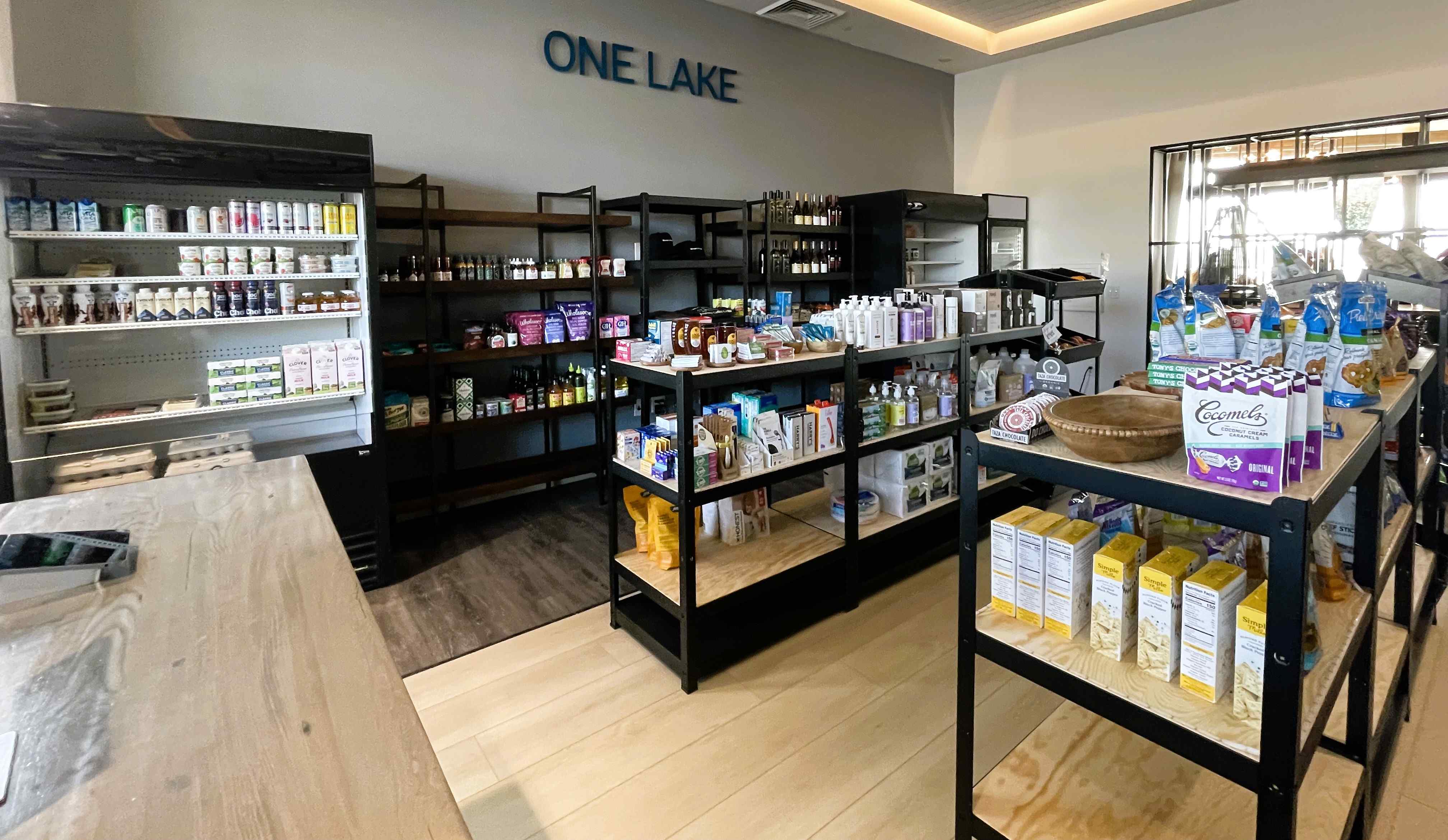 A store with shelves of products.