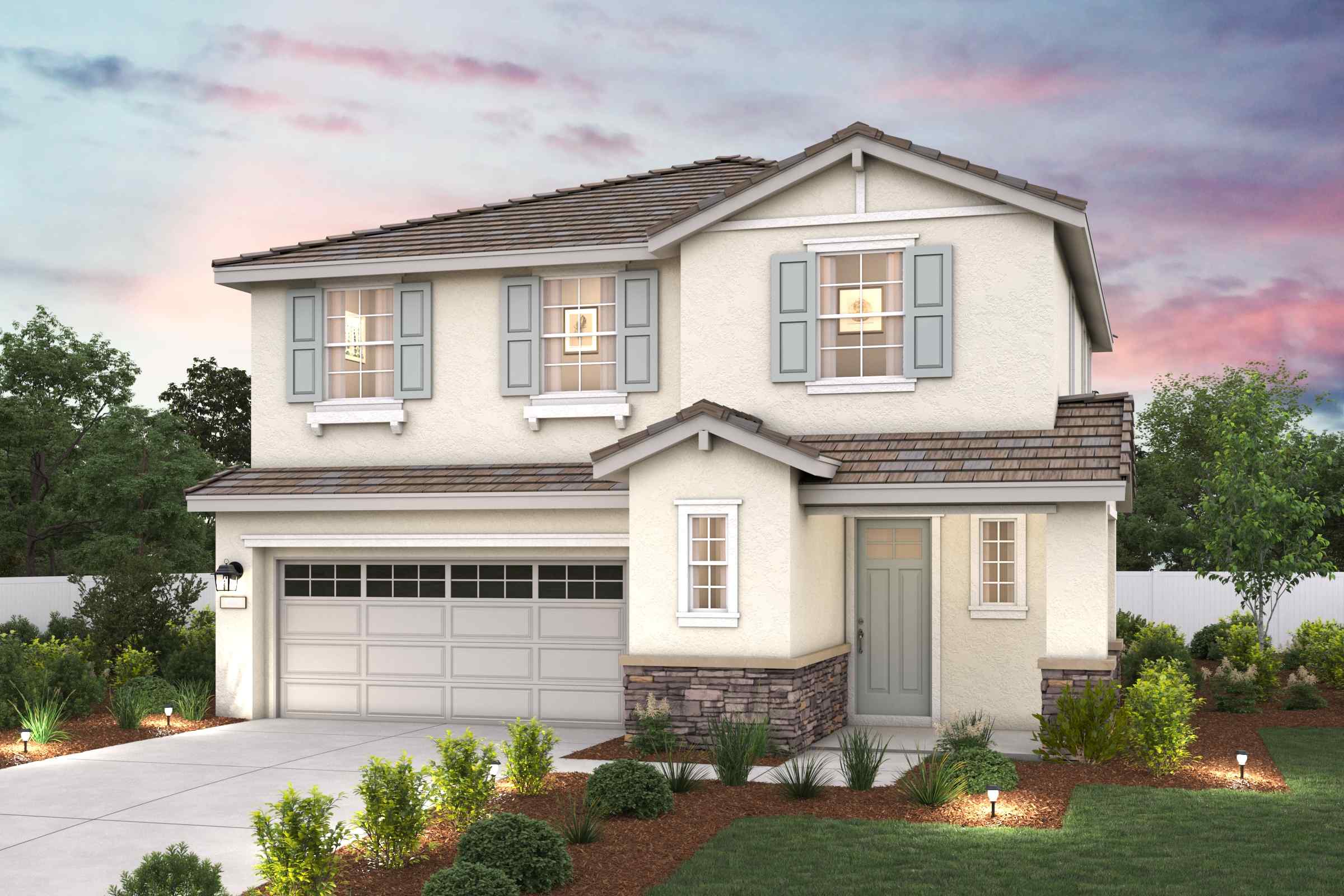 A house with a garage.