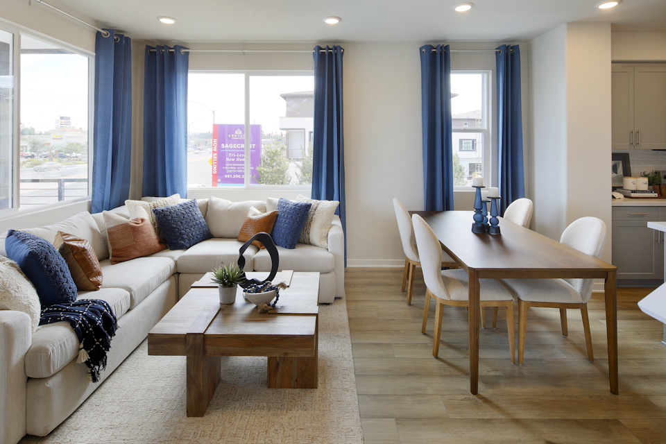 A living room with a couch and a coffee table.