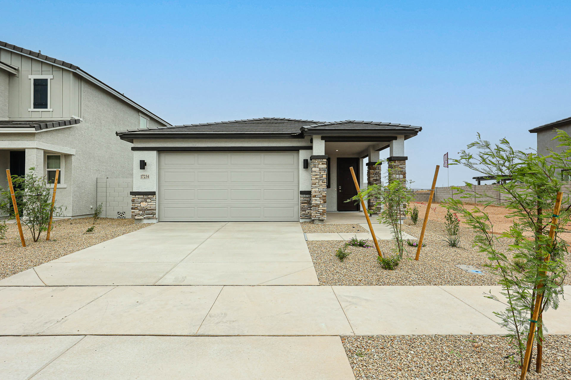 A house with a garage.