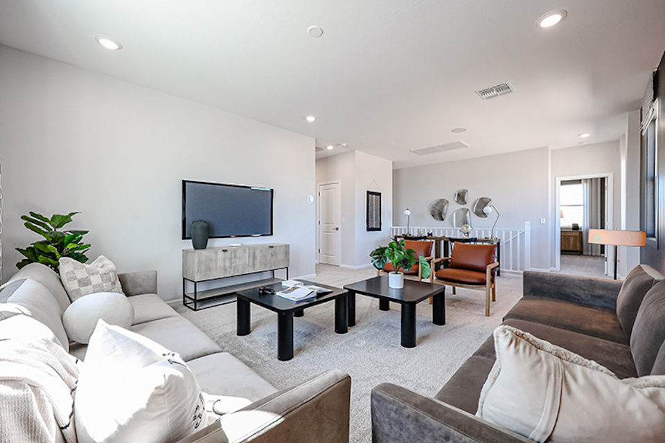 A living room with a tv and couches.