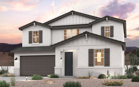Twilight rendering of the front of a 2-Story home with 2 car garage in Surprise, AZ