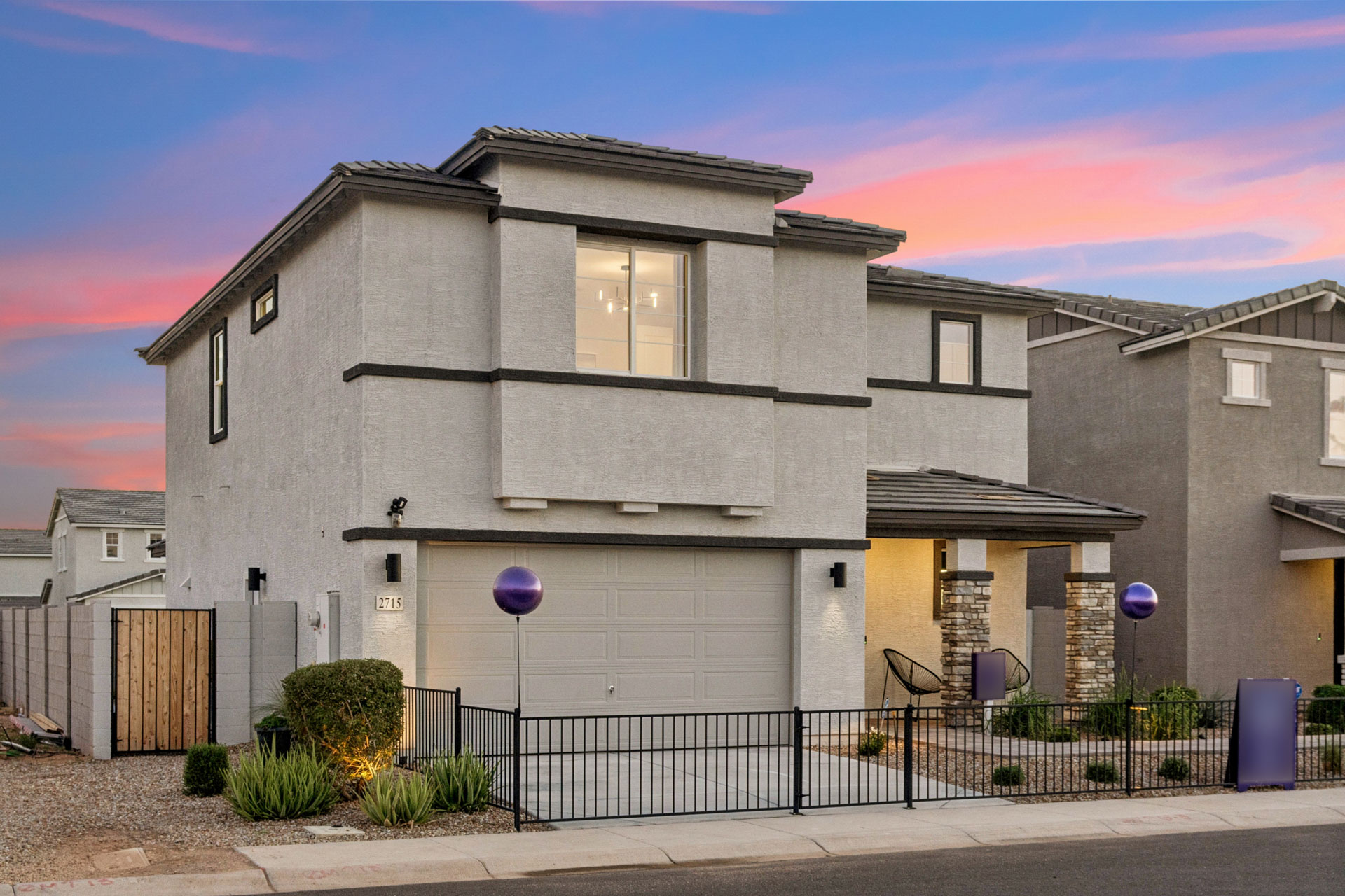 A large grey building.