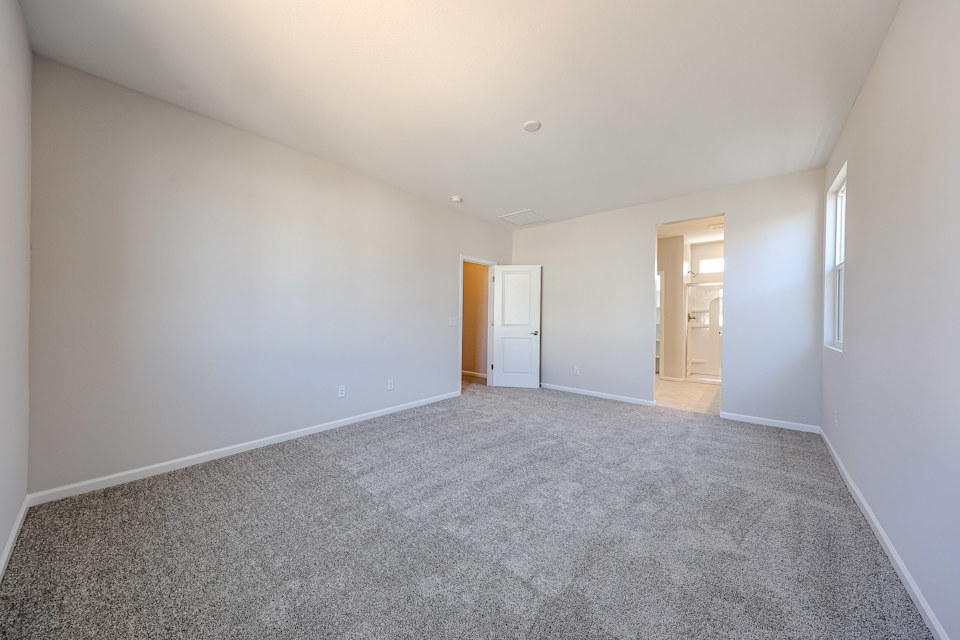 A hallway with a carpet.