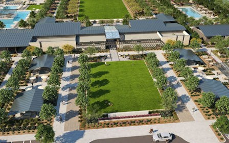 Aerial view of a building.