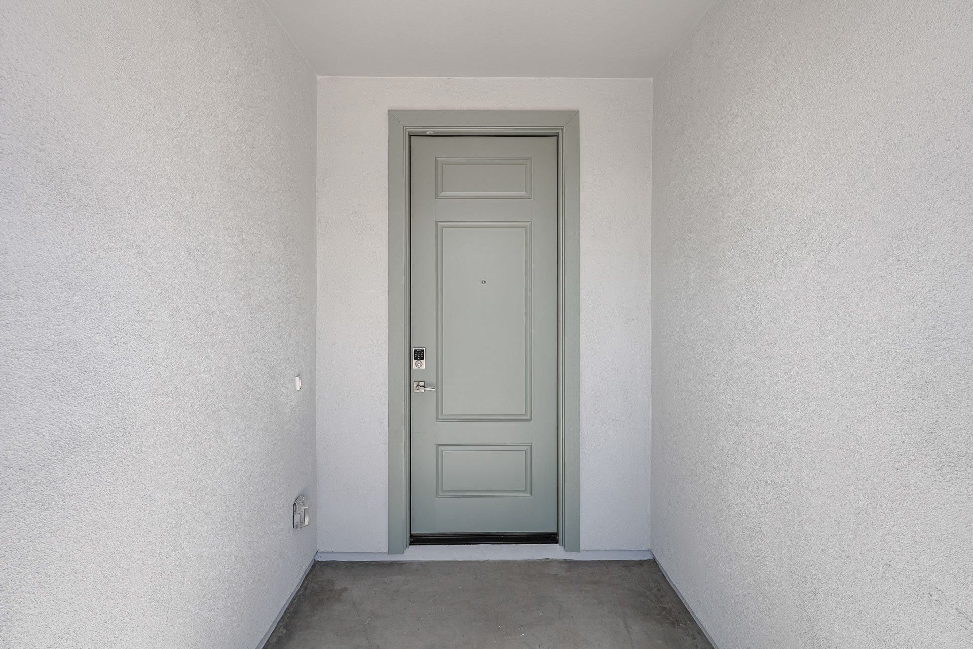 A white door in a room.