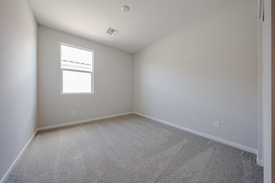 A room with a carpet and windows.