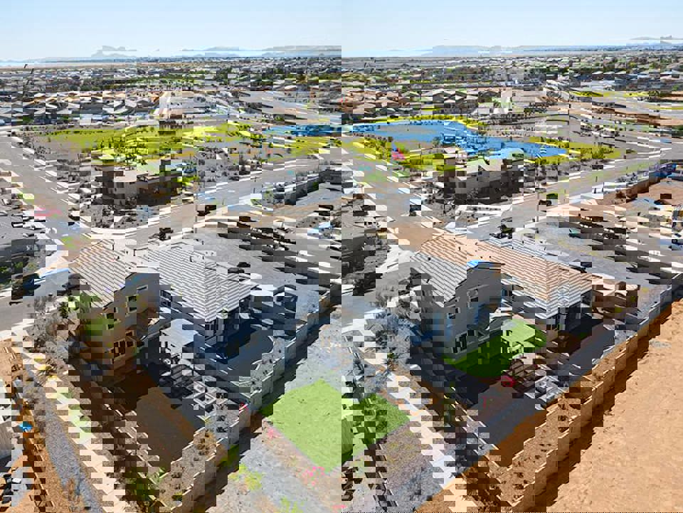 A high angle view of a building.