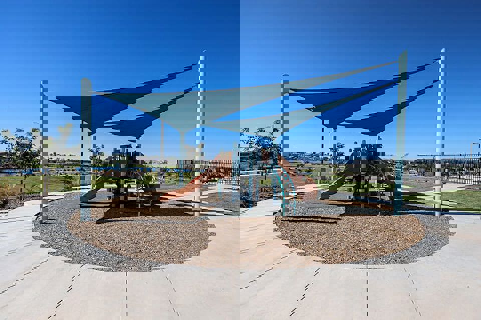 A playground with a slide.