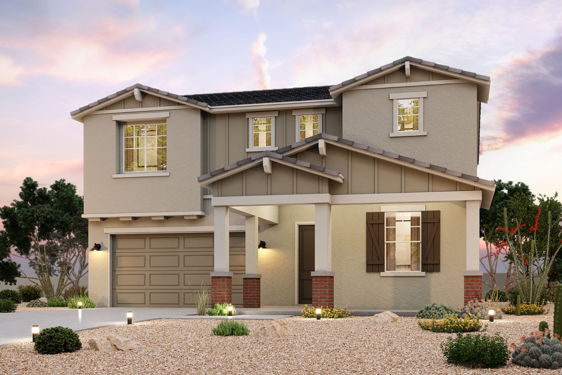 A house with a garage.