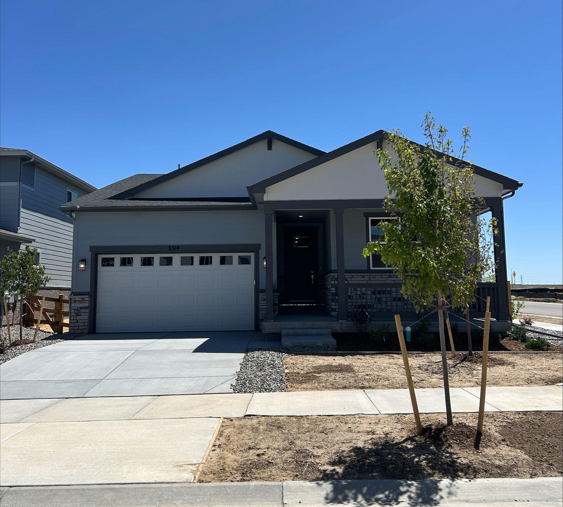 A house with a garage.