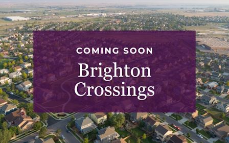 A large purple sign with white text.