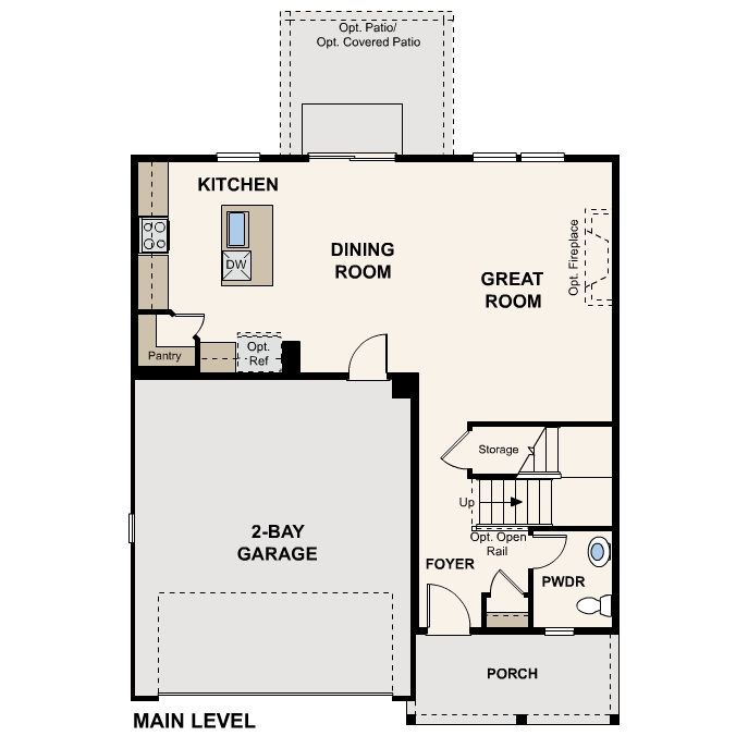 Diagram, engineering drawing. Lanner Main Level Floorplan 