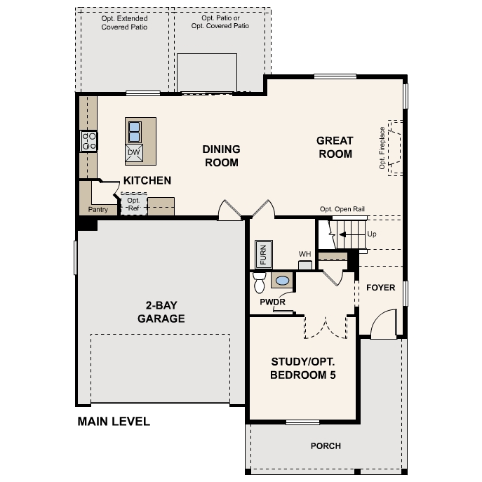 Diagram, engineering drawing. Powell Floorplan, Main Level 