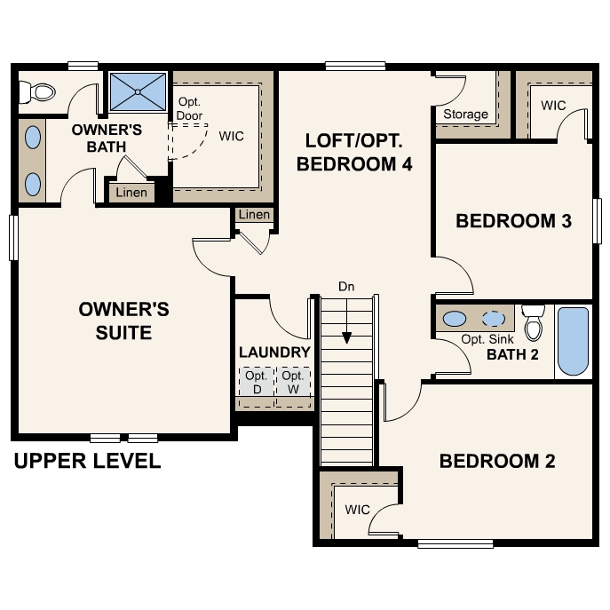 Diagram, engineering drawing. Ontario Floorplan, Upper Level