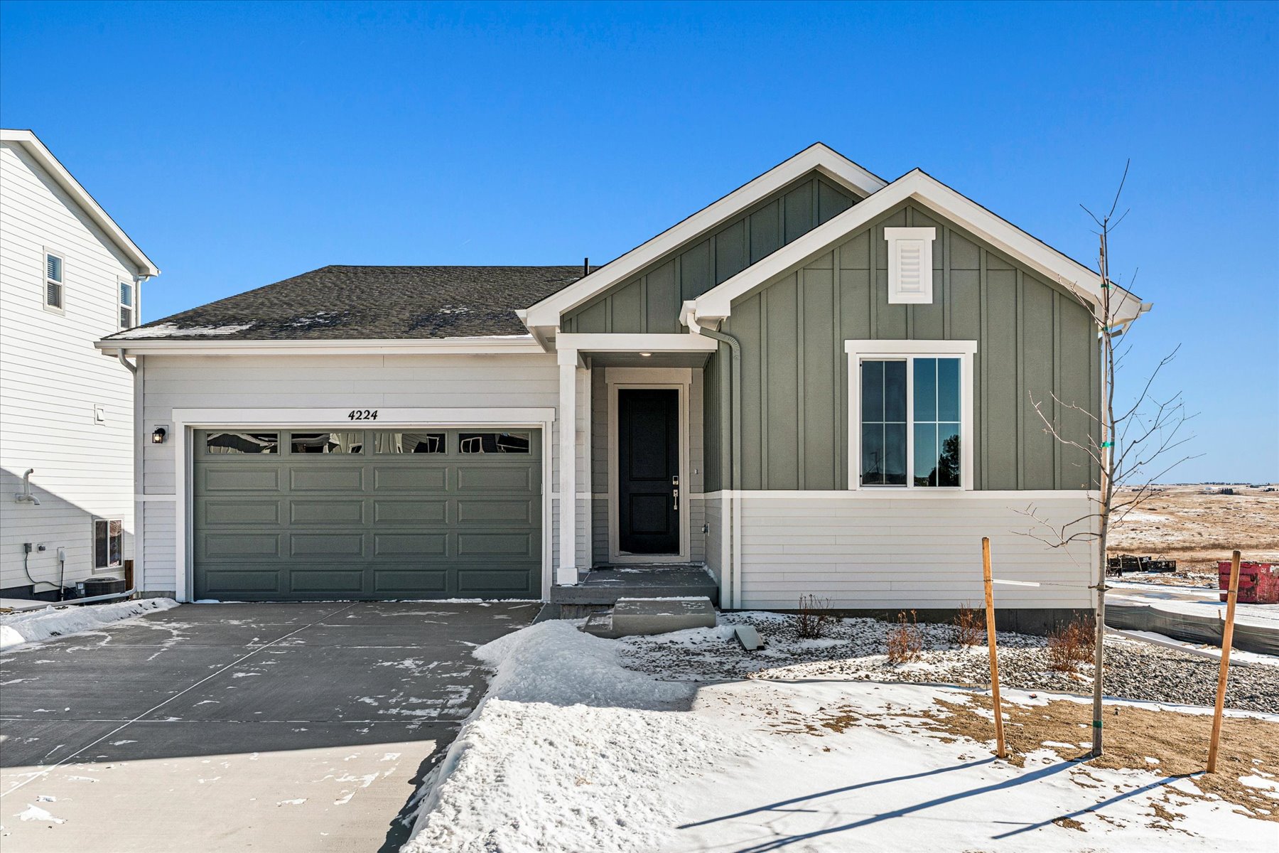 A house with a garage.