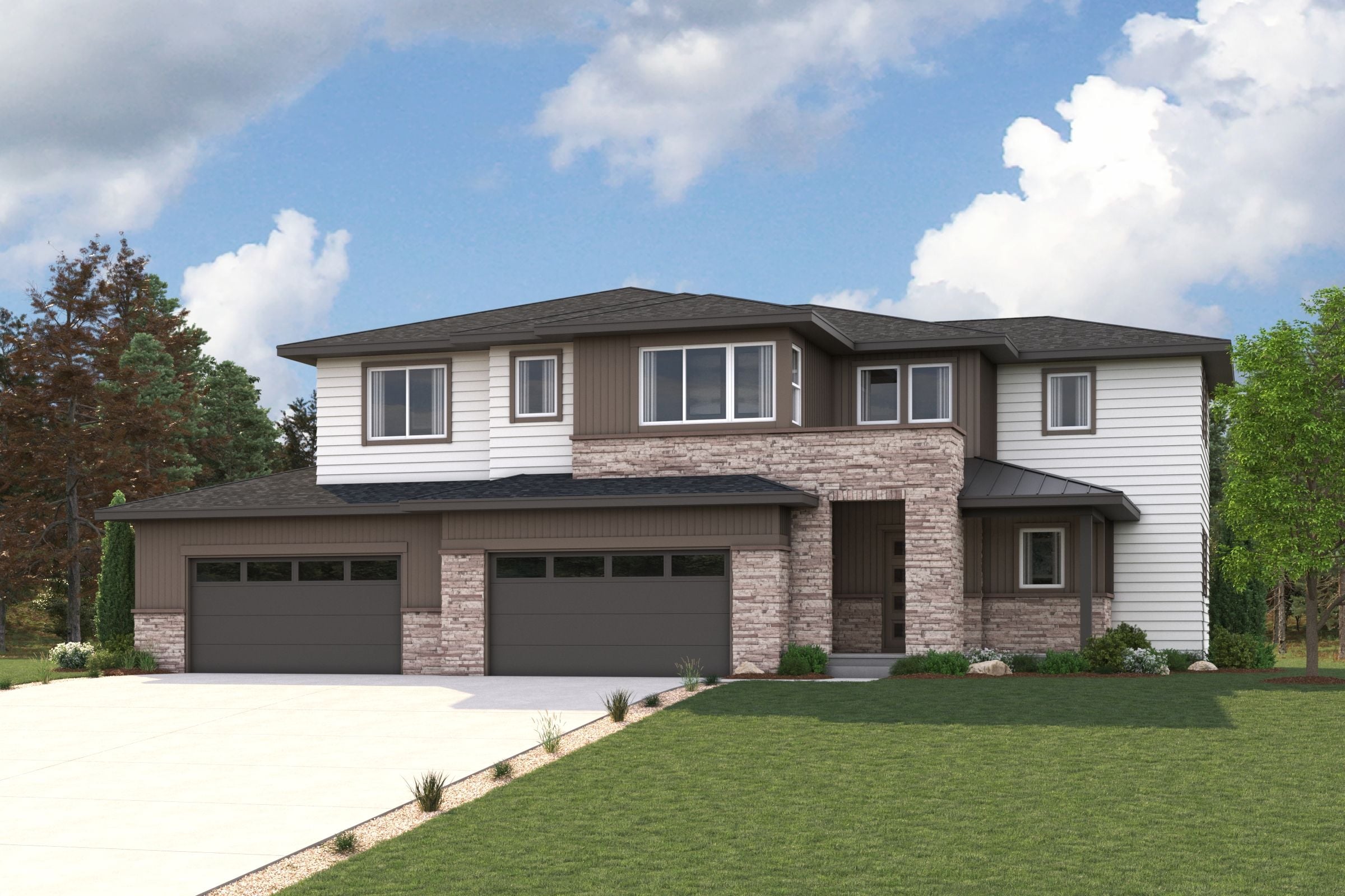 A house with a driveway.