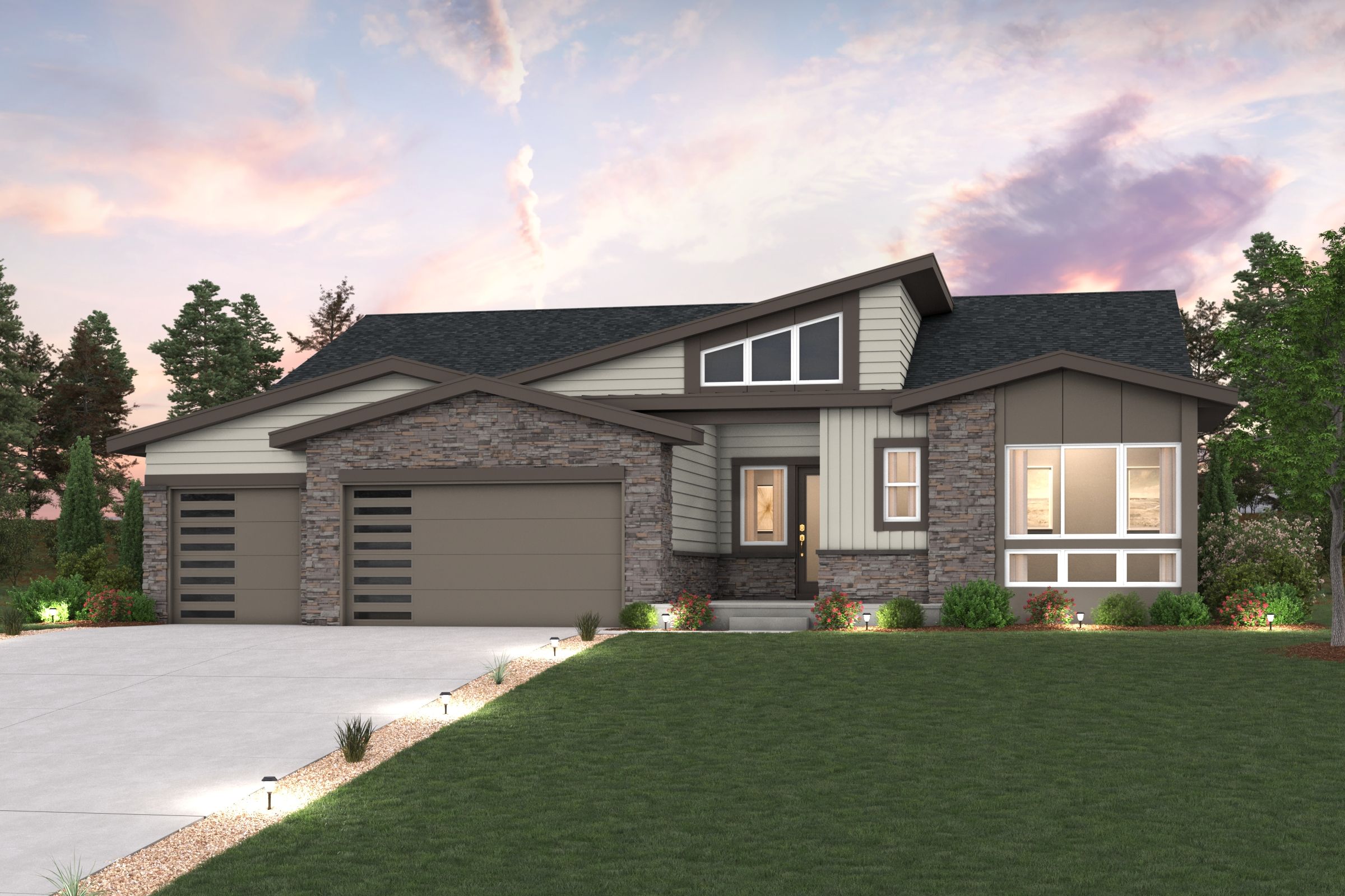 A house with a large front yard.