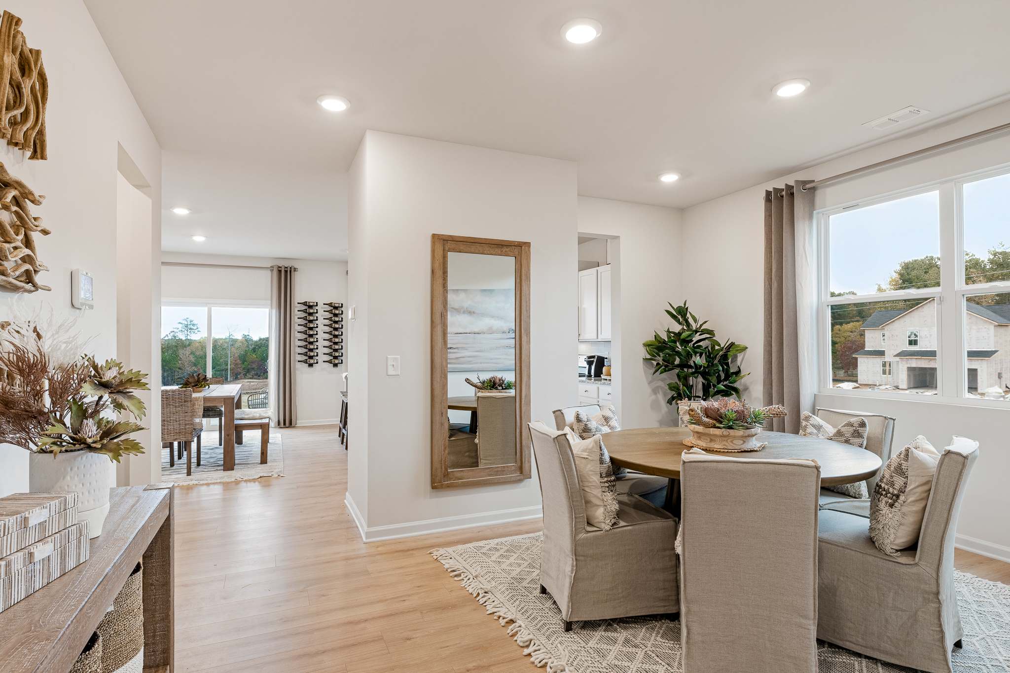 A living room with a large window.