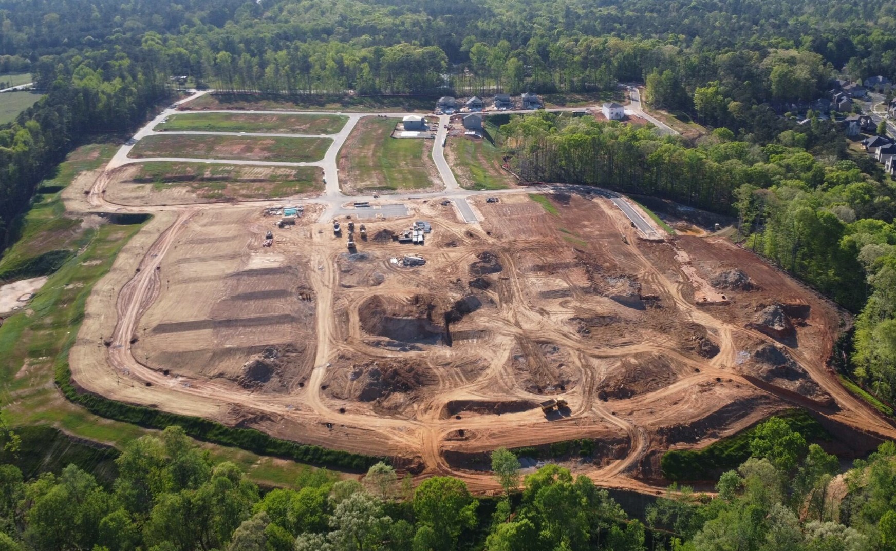 A high angle view of a construction site.