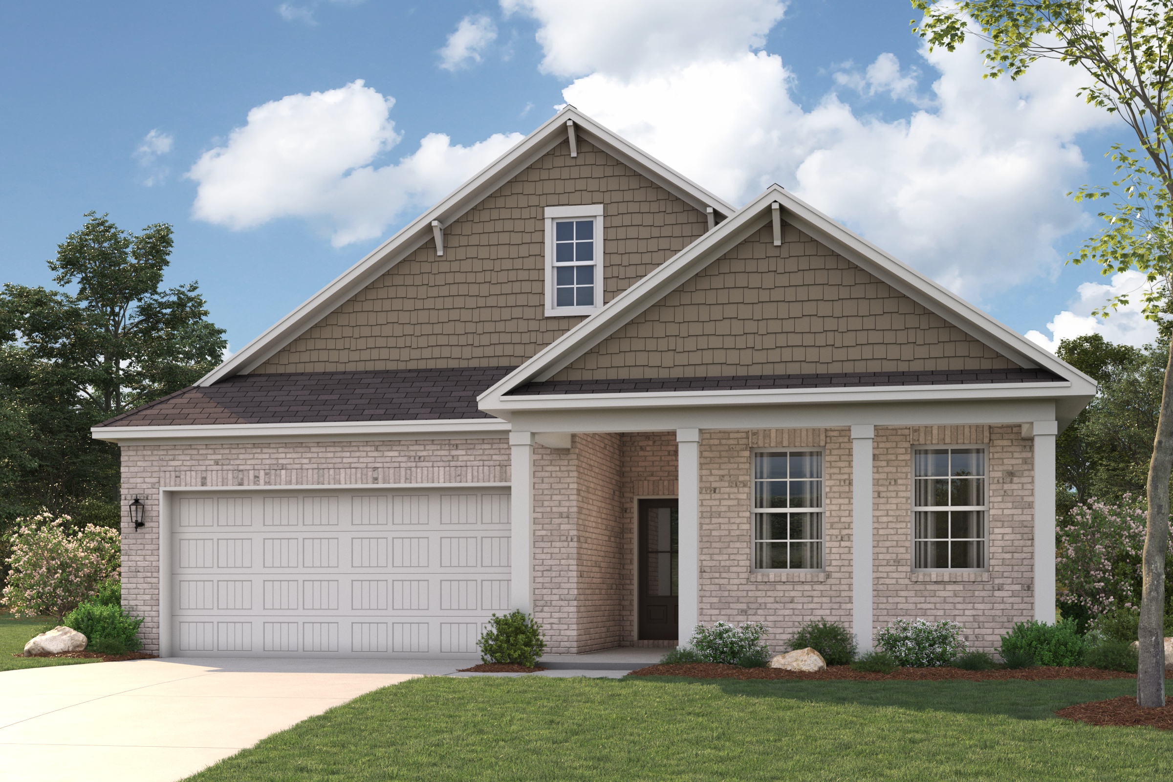 A house with a garage.