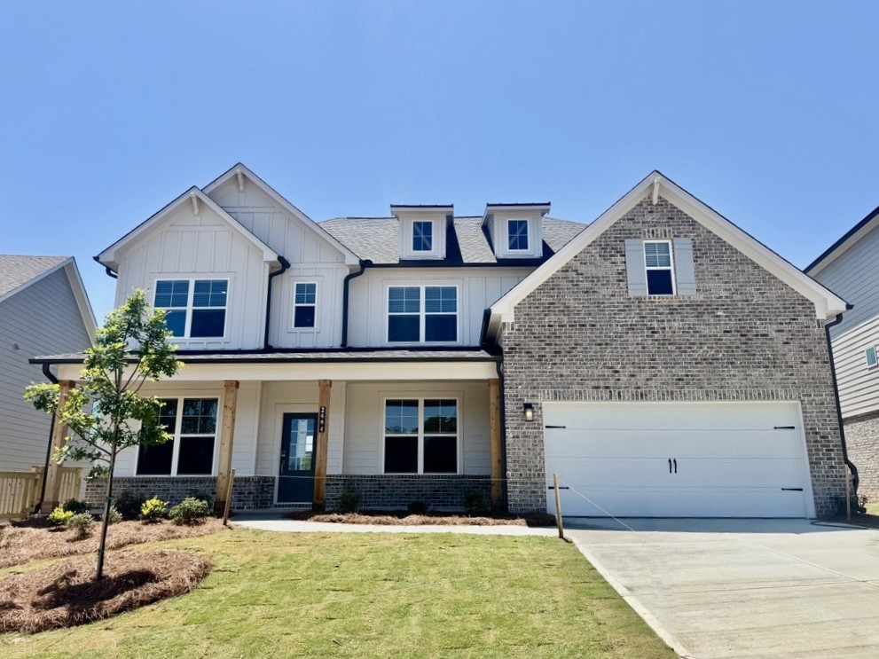 A house with a garage.