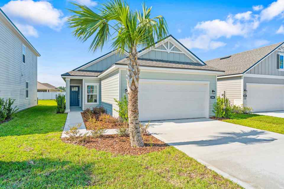Front Exterior from Right Angle of Lot 19 Cedar II at Camden Woods in Kingsland, GA