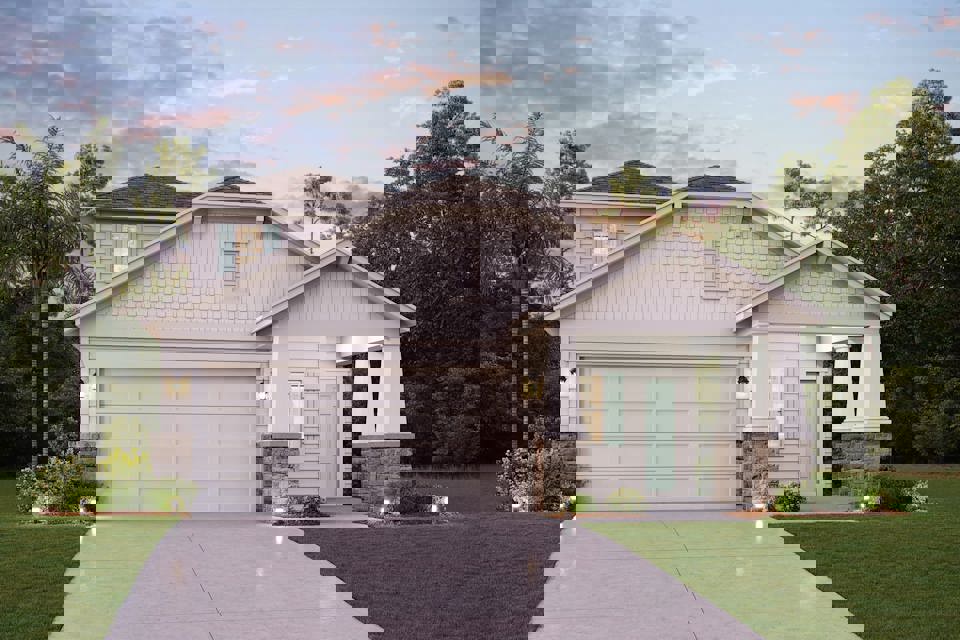 A house with a driveway.