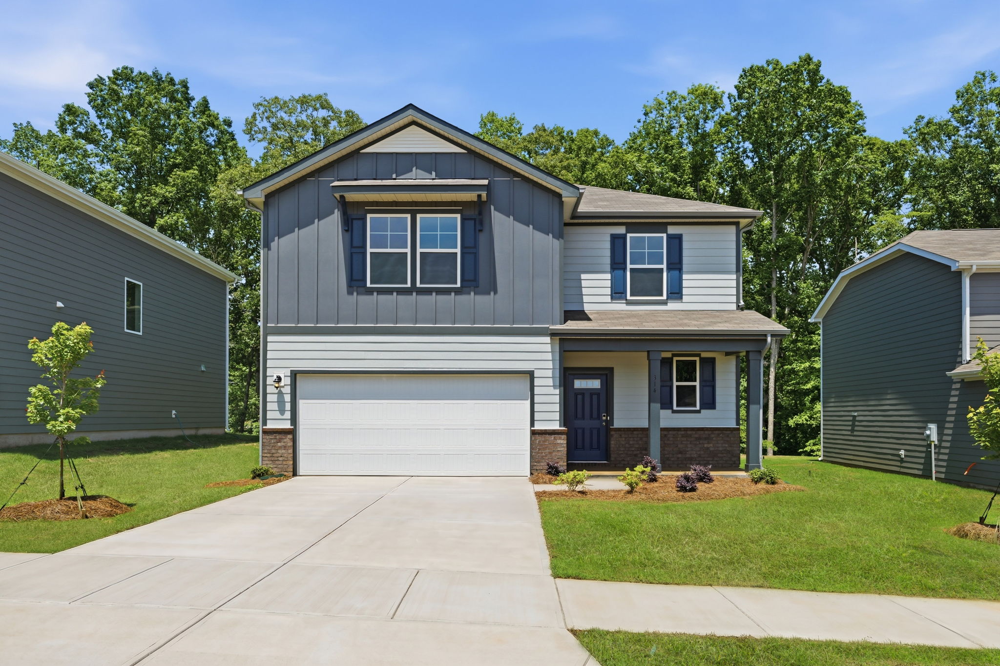 A house with a garage.