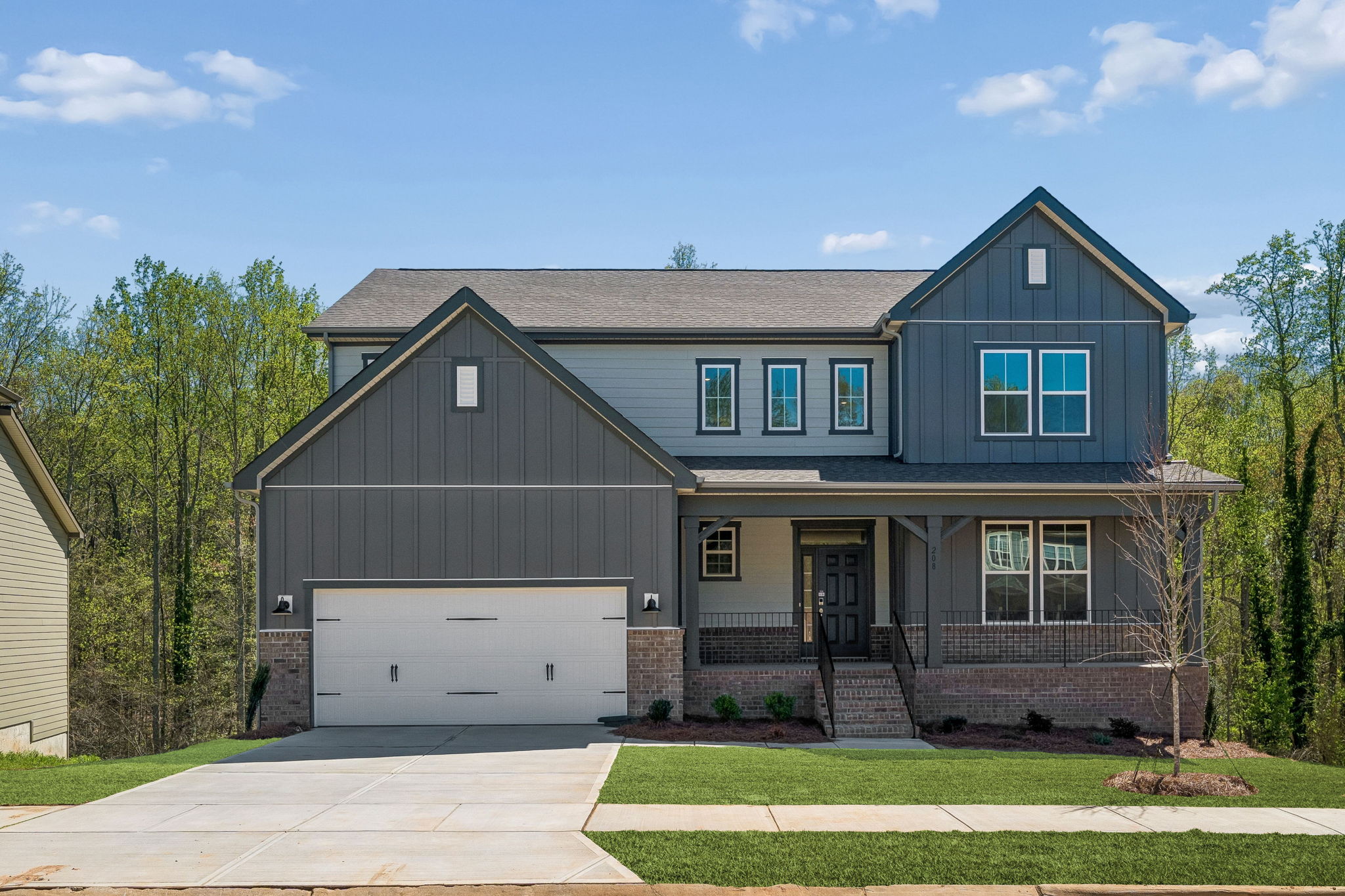 A house with a garage.