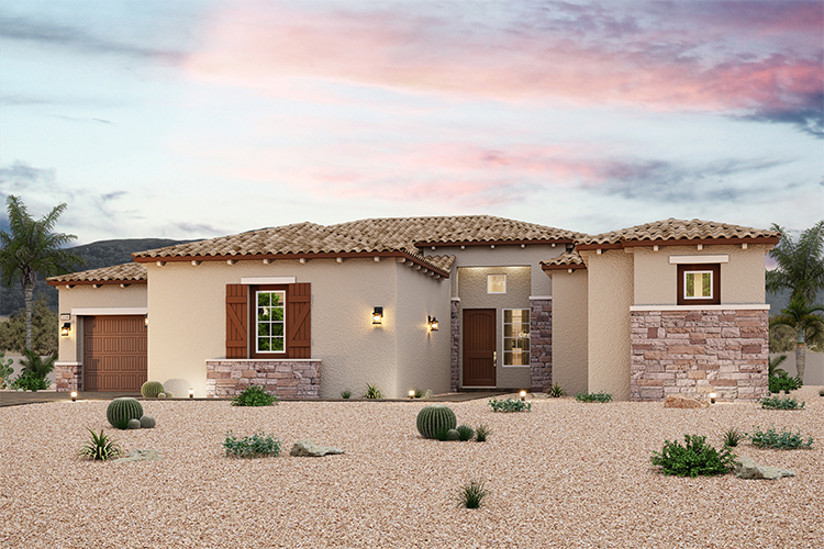 A house with a gravel driveway.