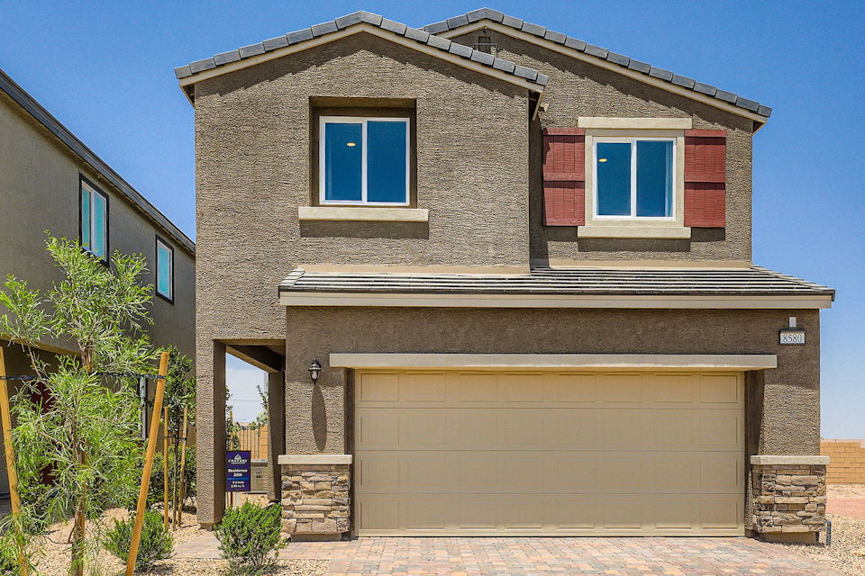 A house with a garage.