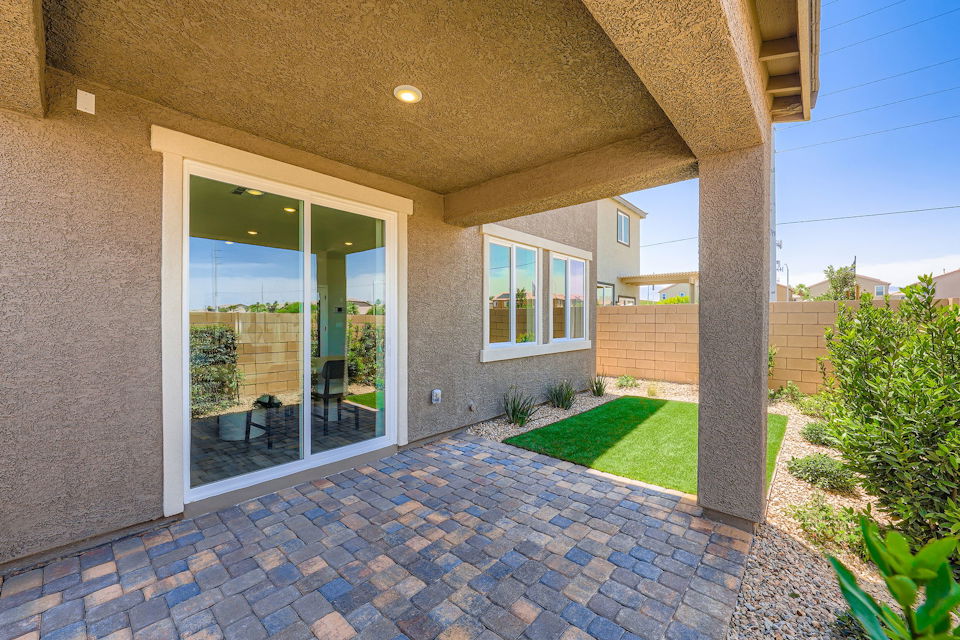 A house with a glass door.