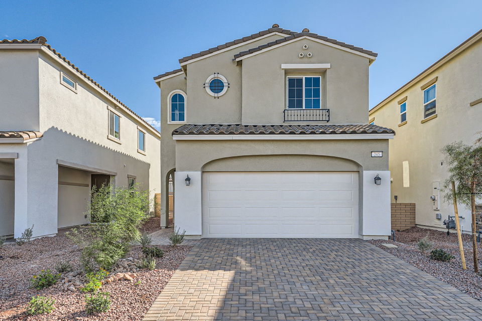 A building with a garage.