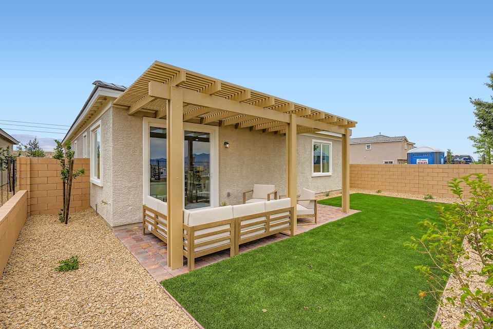 A house with a deck.