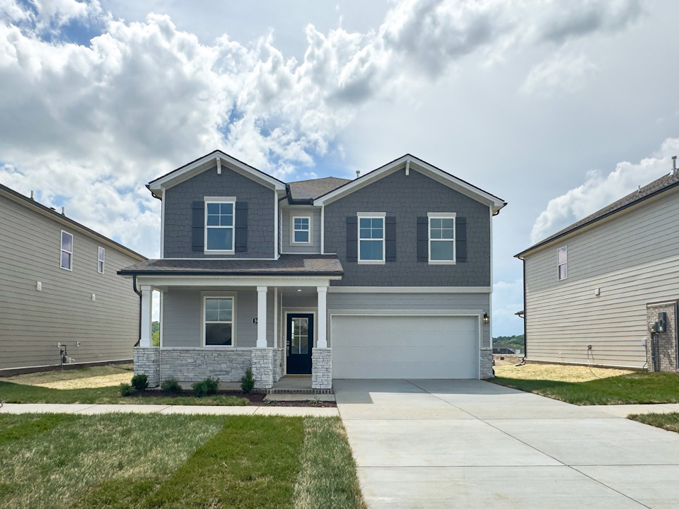 A house with a driveway.