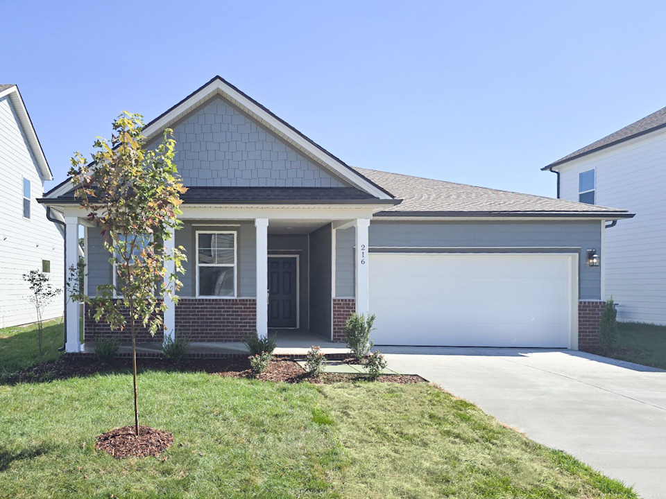 A house with a garage.
