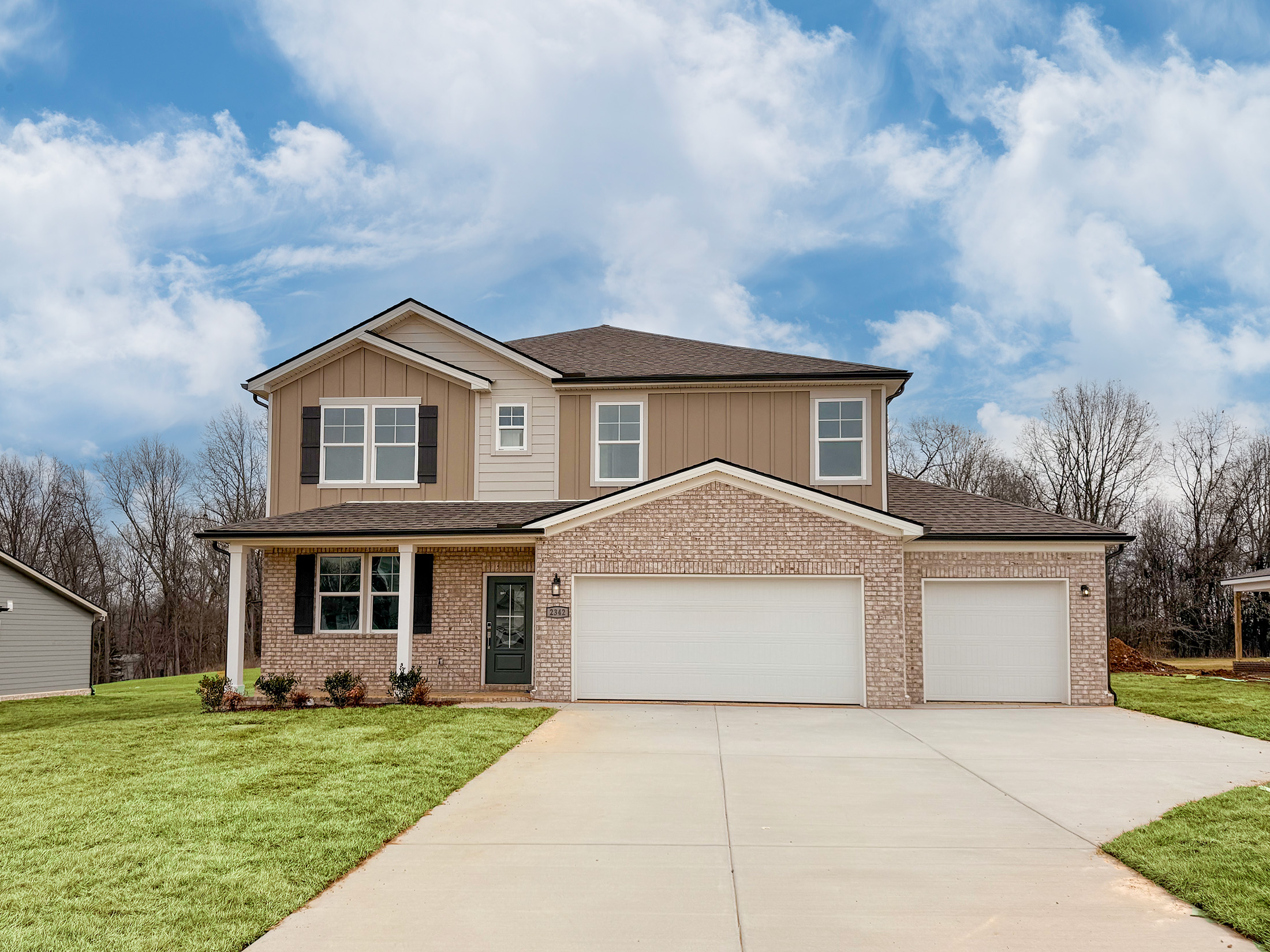 A house with a garage.