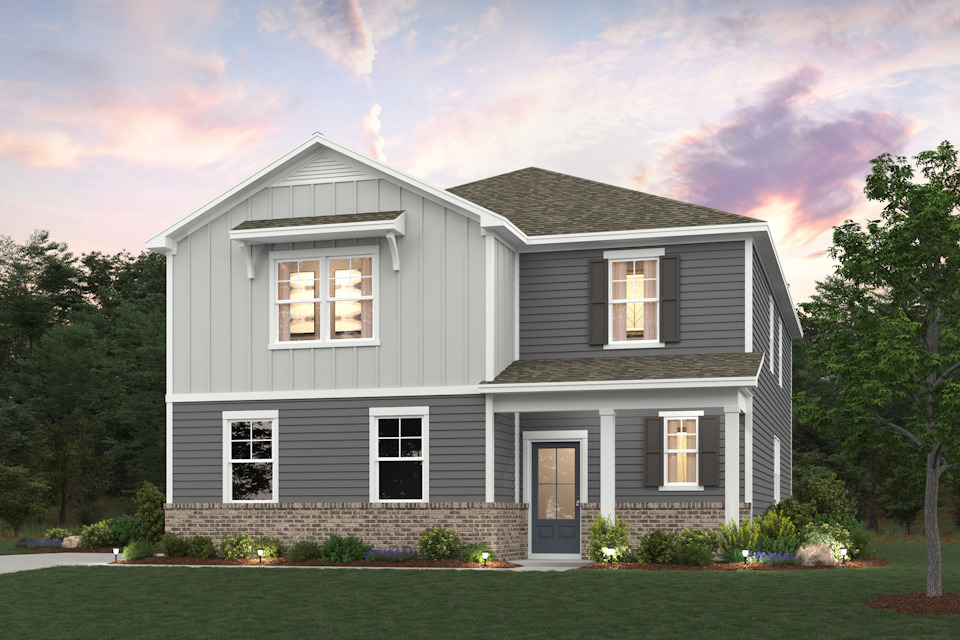 A house with a large front yard.