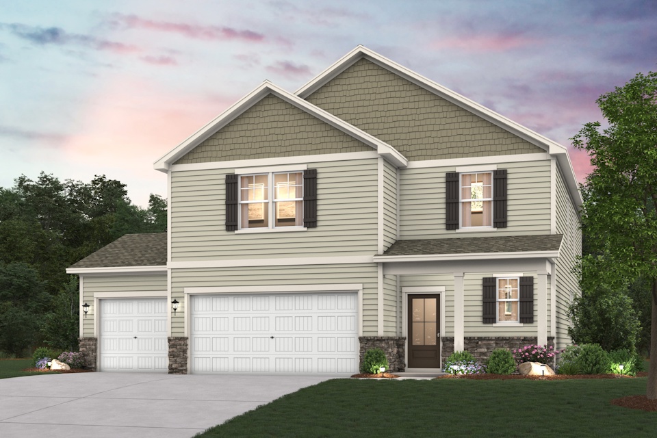 A house with a garage.