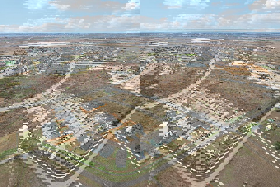 A large area with buildings and roads.