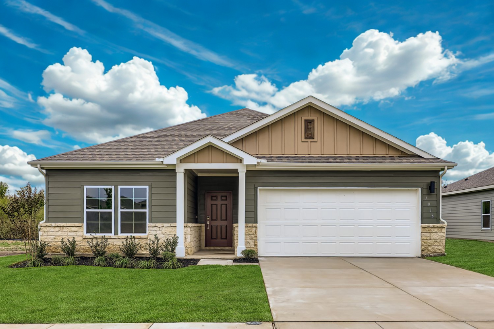 A house with a garage.
