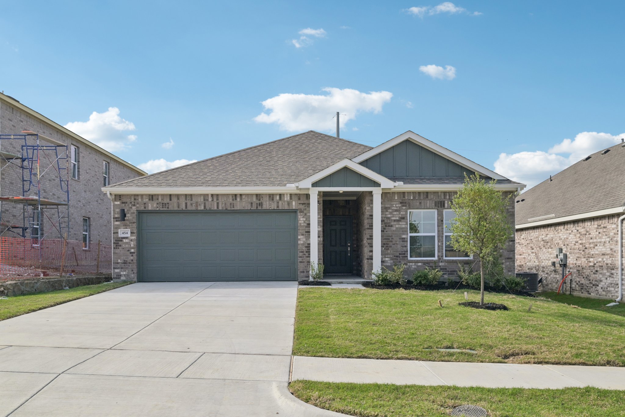 A building with a garage.