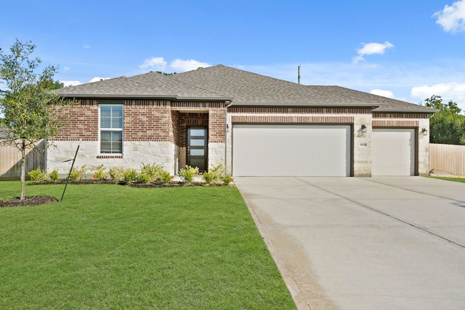 A house with a garage.