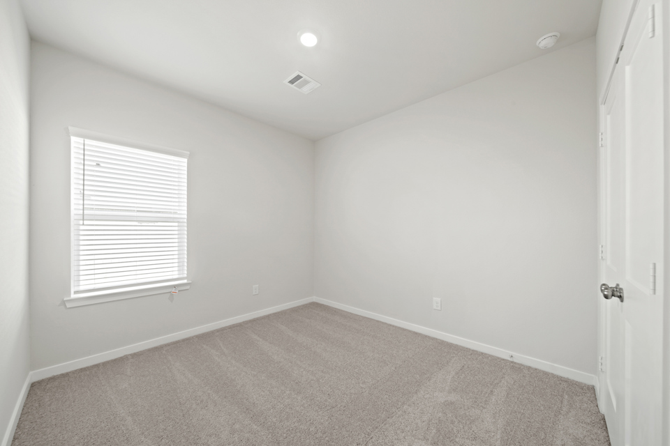 A room with a carpet and a window.