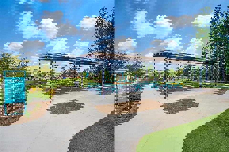 A playground with a slide.